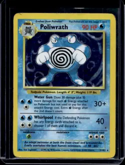 1999 Pokemon Unlimited Poliwrath Rare Holo #13/102 - Image 1