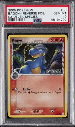 2005 POKEMON EX DELTA SPECIES #58 BAGON-REVERSE FOIL PSA 10 - Image 1