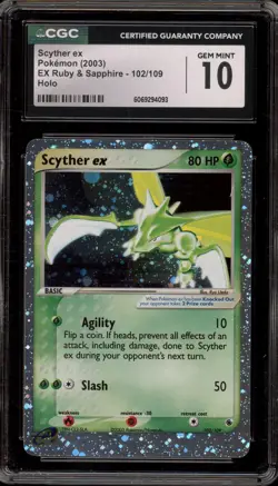 Pokemon Scyther ex EX Ruby & Sapphire Holo Ultra Rare #102 CGC 10 Gem Mint - Image 1