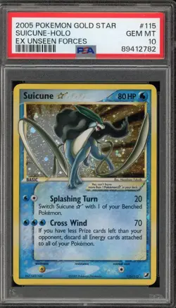 Pokemon Suicune Gold Star EX Unseen Forces Holo Ultra Rare #115 PSA 10 Gem Mint - Image 1
