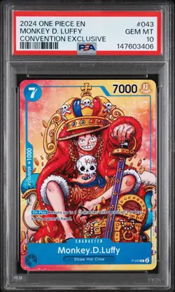 2024 One Piece EN Convention Exclusive #043 Monkey D. Luffy PSA 10 GEM MINT - Image 1