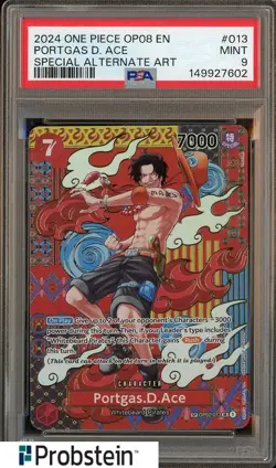 2024 One Piece OP08 EN Special Alternate Art #013 Portgas D. Ace PSA 9 MINT - Image 1