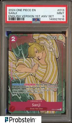 2024 One Piece EN English Version 1st Anv Set #013 Sanji PSA 9 MINT - Image 1