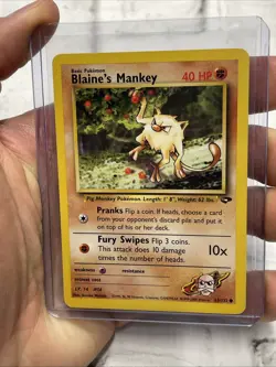 Pokemon Blaine's Mankey - WOTC Gym Challenge Common 63/132 Unlimited NM Card Vtg - Image 1