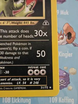 Pokemon TCG Tyranitar 1st Edition 31/75 Neo Discovery Card - Image 5
