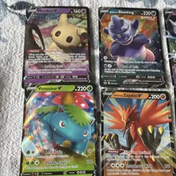 Pokemon TCG Full Art V Card Lot Sword & Shield Mimikyu, Mewtwo, Venusaur, Zapdos - Image 1