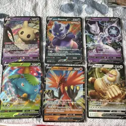 Pokemon TCG Full Art V Card Lot Sword & Shield Mimikyu, Mewtwo, Venusaur, Zapdos - Image 3