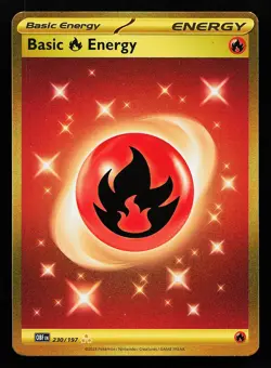 Basic Fire Energy 230/197 Secret Obsidian Flames Pokemon Card - Image 1