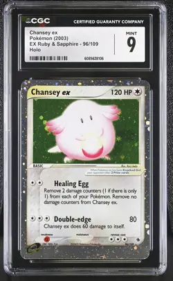 CGC 9 MINT Chansey ex 2003 EX Ruby & Sapphire 96/109 Holo Pokemon Card - Image 1