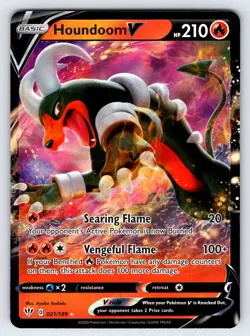Houndoom V 021/189 2020 Darkness Ablaze Pokemon Card TCG Ultra Rare Holo - Nm - Image 1