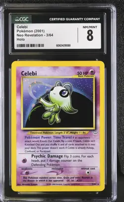 CGC 8 Celebi 2001 Neo Revelation 3/64 Holo Pokemon Card psa - Image 1