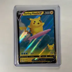 Surfing Pikachu V 008/025 Celebrations Ultra Rare Pokemon Card NM - Image 1