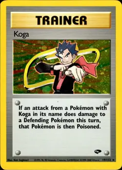 Pokemon TCG Koga Gym Challenge Trainer Holo Card 19/132 NM - Image 1