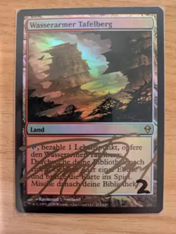 MtG *FOIL* *Signed* Arid Mesa from Zendikar, German Language, Lightly Played - Image 3