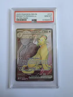 Team Rocket’s Persian Ex 219/182 Destined Rivals Full Art Pokemon TCG PSA 10 - Image 1