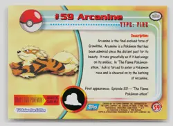 Pokemon 1999 Topps TV Arcanine #59 - Image 2