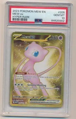2023 POKEMON MEW EN 151 HYPER RARE FULL ART MEW EX #205 PSA 10 GEM MINT - Image 1