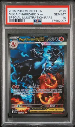2025 POKEMON PFL EN-PHANTASMAL FLAMES #125 MEGA CHARIZARD X EX PSA 10 - Image 1