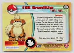 Pokemon 1999 Topps TV Growlithe #58 - Image 2