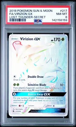 POKEMON LOST THUNDER VIRIZION GX #217 SECRET/HYPER RARE HOLO FOIL PSA 8 NM-MT #* - Image 1