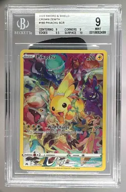 2499 Pikachu 2023 Pokemon Sword & Shield Crown Zenith #160 BGS 9 - Image 1