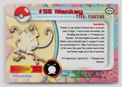 Pokemon 1999 Topps TV Mankey #56 - Image 2