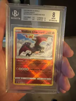 Pokemon TCG Radiant Charizard Crown Zenith 020/159 Beckett 8 - Image 1