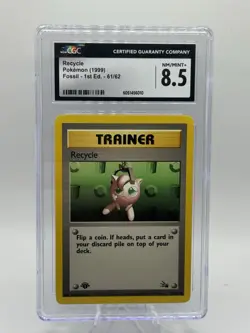 CGC 8.5 NM/MINT+ Recycle 1st Edition Fossil 61/62 Pokemon 1999 Non-Holo Trainer - Image 2