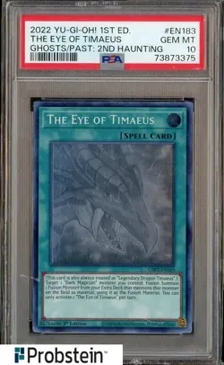 2022 YU-GI-OH! GFP2- #EN183 THE EYE OF TIMAEUS GHOSTS/PAST: 2ND HAUNTING PSA 10 - Image 1