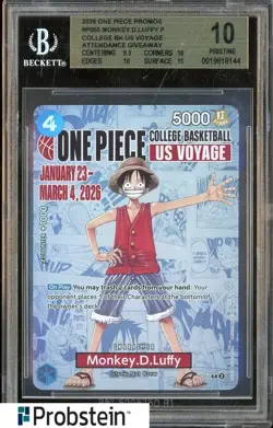 2026 Monkey D Luffy One Piece Promo College Basketball US Voyage BGS 10 PRISTINE - Image 1