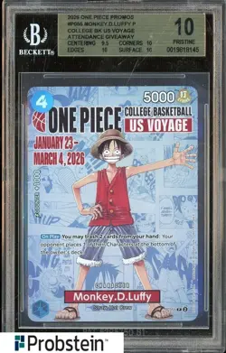 2026 Monkey D Luffy One Piece Promo College Basketball US Voyage BGS 10 PRISTINE - Image 1