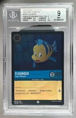 337 Flounder Voice Reason 2023 Disney Lorcana First Chapter #145 Cold Foil BGS 9 - Image 1