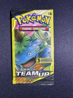 Pokemon Team Up Booster Pack (3 Card Mini Pack) - Sealed - Venasaur/Celebi Art - Image 1