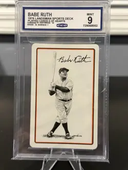 BABE RUTH 1978 Landsman Sports Deck 6 of Hearts Playing Card CCG 9 - Image 1