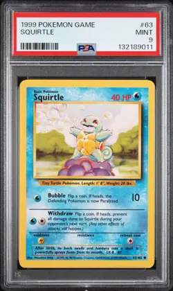 PSA 9 - Squirtle - #63 - Base Set - Pokemon Card - Image 1