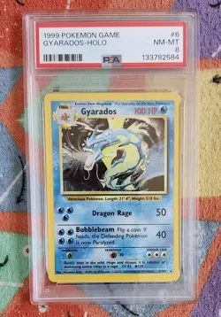 1999 Gyarados holo base set 6/102 Pokemon TCG card PSA near mint 8 graded - Image 1