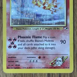 Blaine’s Moltres 1/132 2000 Gym Heroes Holo Pokemon Card Vintage WotC English - Image 4