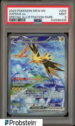 2023 Pokemon Scarlet & Violet Card 151 MEW EN #202/165 Zapdos EX PSA 9 MINT - Image 1