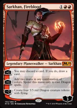 Sarkhan, Fireblood -Foil Light Play MTG Magic 2019 Core Set - Image 1