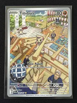 Pokemon Twilight Masquerade Timburr Illustration Rare Holo Card 183/167 - Image 1