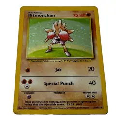 Pokemon TCG Hitmonchan Base Set 7/102 Holo Unlimited Holo Rare - Image 1