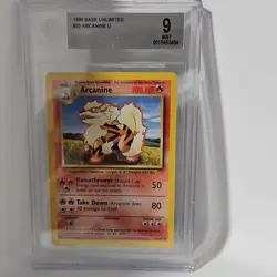 Pokemon Arcanine 23/102 Base Set Unlimited 1999 Regular Uncommon Beckett 9 - Image 1