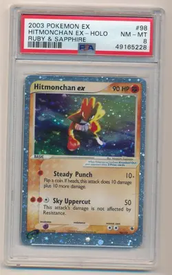 2003 POKEMON EX RUBY & SAPPHIRE HITMONCHAN EX HOLO #98 PSA 8 - Image 1