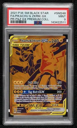 Pikachu & Zekrom GX (Premium Collection) Pokemon Sun Moon Black Star Promo PSA 9 - Image 1