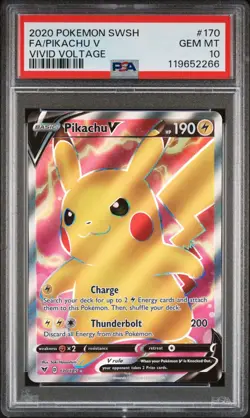 [PSA 10] Pikachu V 170/185 Vivid Voltage Full Art Ultra Rare Holo POKEMON - Image 1