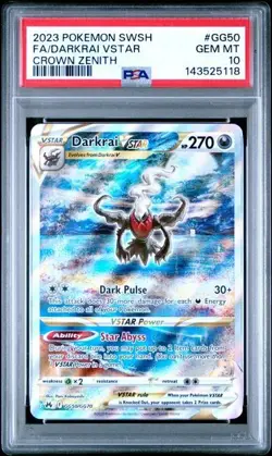 Pokemon Crown Zenith Darkrai VSTAR #GG50 Full Art PSA 10 - Image 1