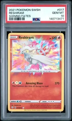 PSA 10 Gem Mint Pokemon Shining Fates Reshiram #17 Holo - Image 1