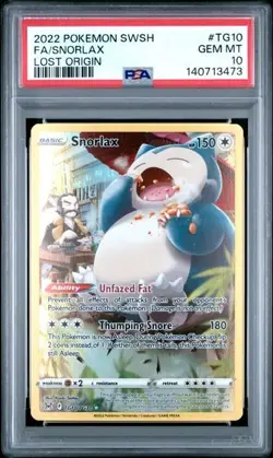 PSA 10 Gem Mint Pokemon Lost Origin Snorlax #TG10 Full Art Trainer Gallery - Image 1