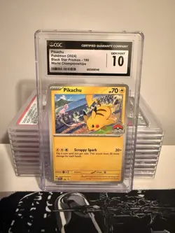CGC 10 Pikachu 190 Black Star Promo 2024 Pokemon World Championships - Image 1
