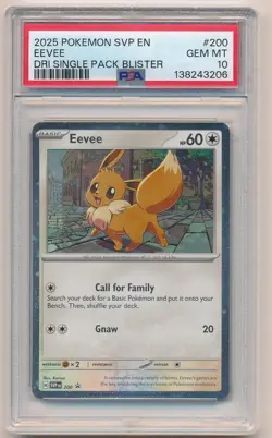 2025 POKEMON SVP EN DRI SINGLE PACK BLISTER EEVEE #200 PSA 10 GEM MINT - Image 1